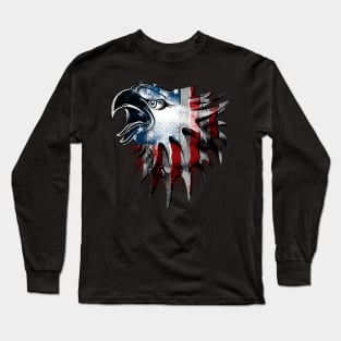 American Bald Eagle Patriotic USA Flag Long Sleeve T-Shirt